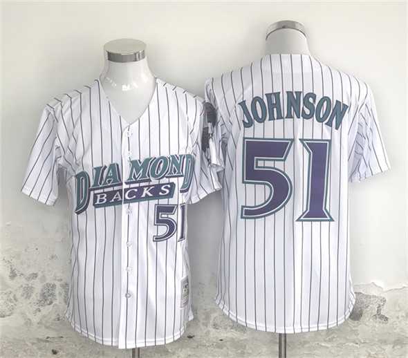 Mens Arizona Diamondbacks #51 Randy Johnson White Throwback Cool Base Stitched Jersey->arizona diamondbacks->MLB Jersey